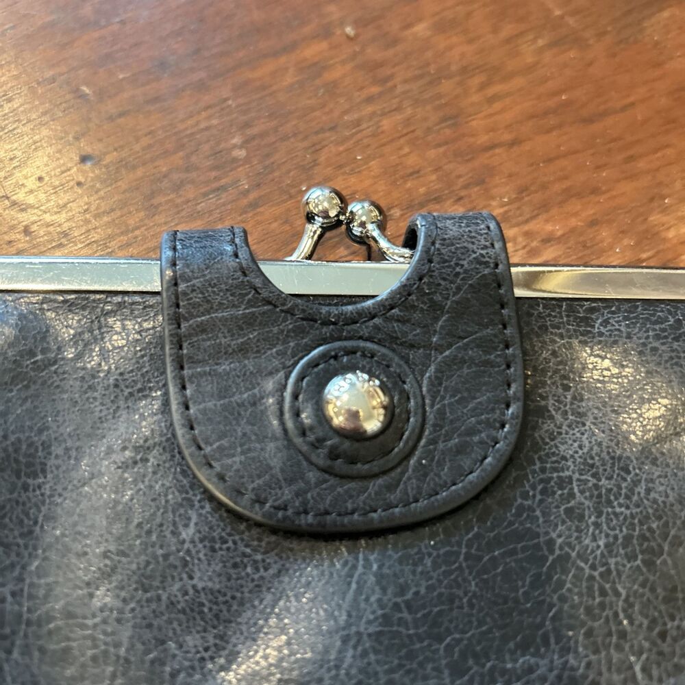 HOBO Black Leather Wallet with Silver Hardware - Picture 3 of 14